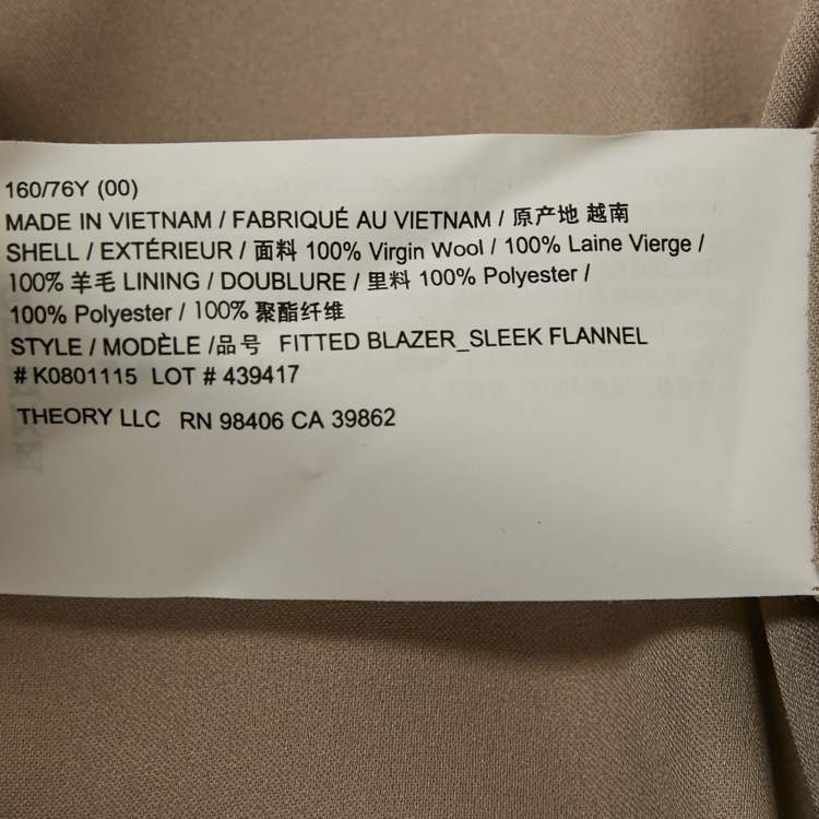 Pre Owned Theory Beige Wool Tailored Suit XXS