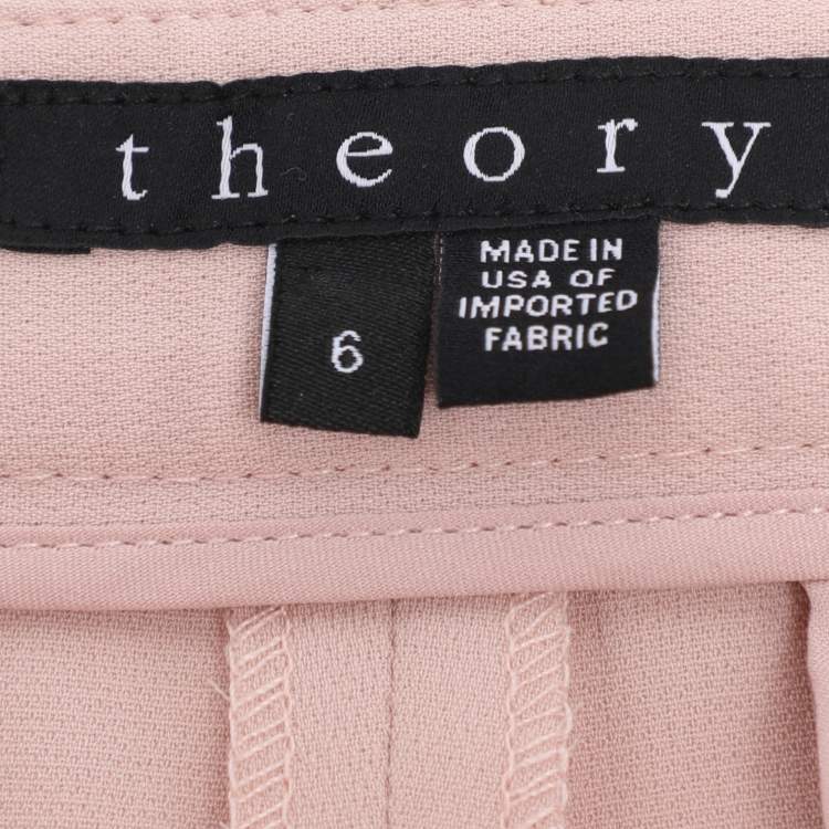 Pre Owned Theory Peach Crepe Wide Leg Trousers M