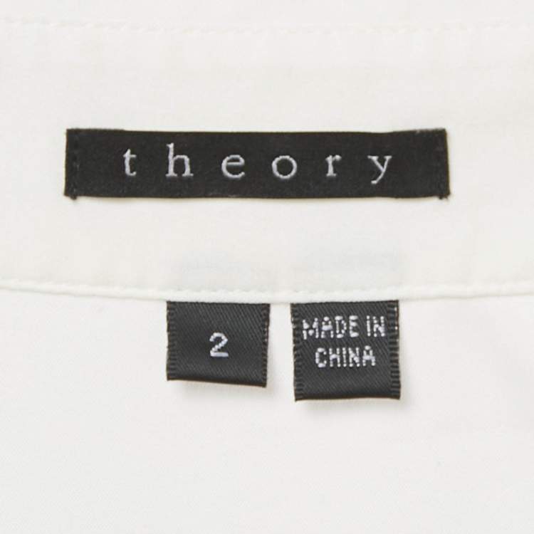 Pre Owned Theory Black/White Poplin Shirt Dress S