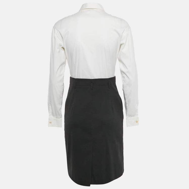 Pre Owned Theory Black/White Poplin Shirt Dress S