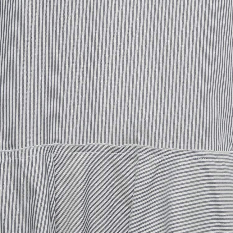 Pre Owned Theory Blue Stripe Cotton Lexanda Top L