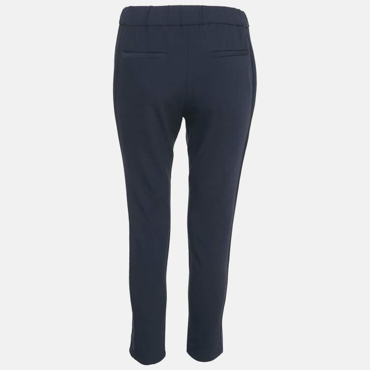 Pre Owned Theory Navy Blue Crepe Trousers XS