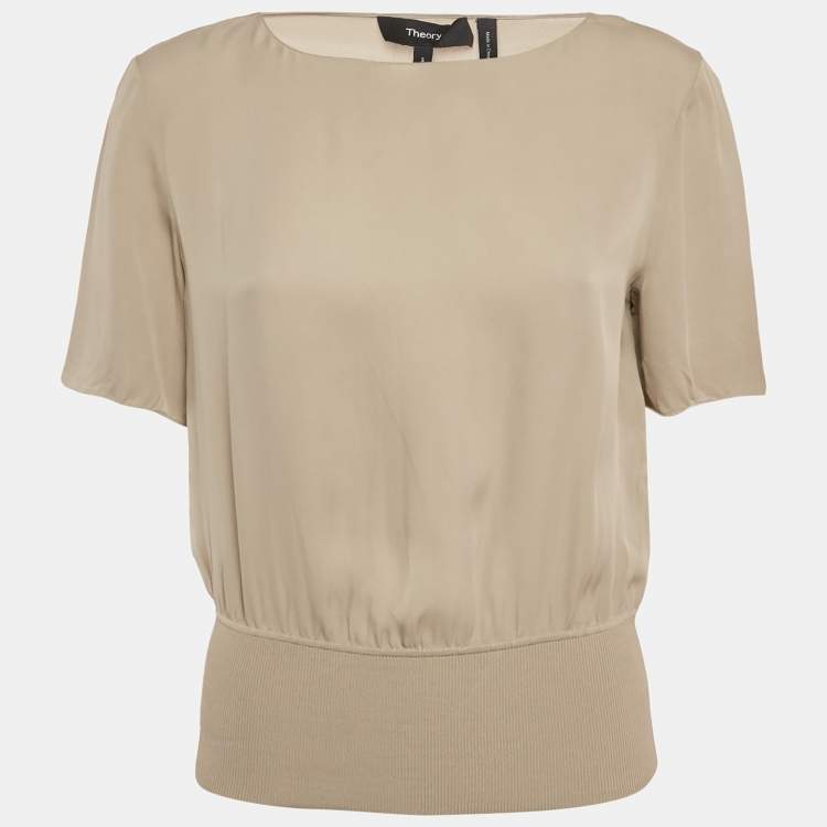 Pre Owned Theory Sage Green Crepe Top S