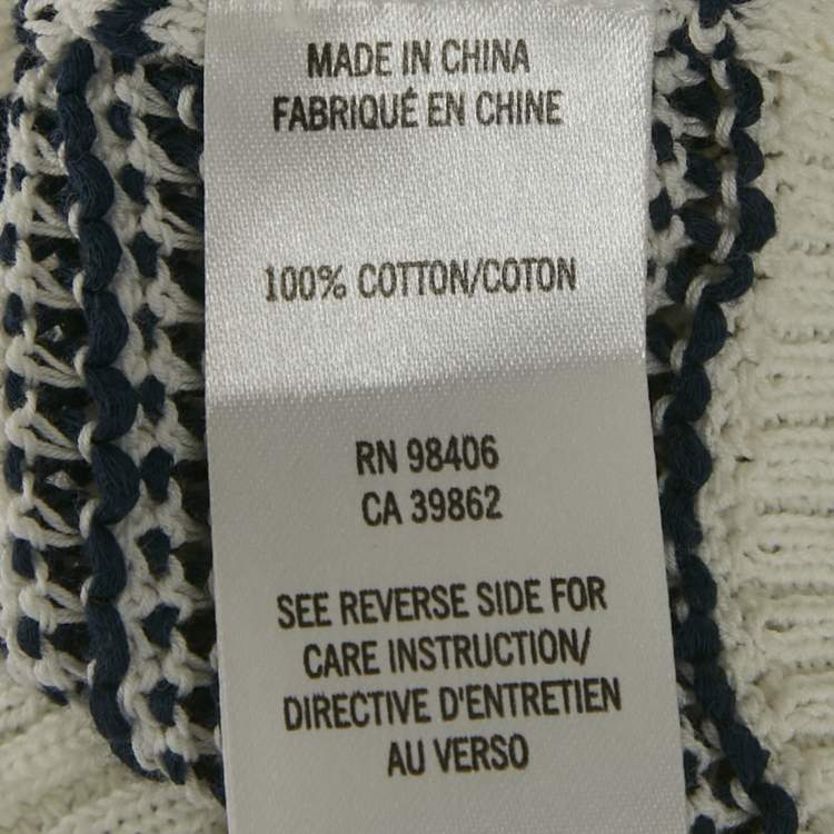 Pre Owned Theory Navy Blue/White Striped Knit Cardigan M