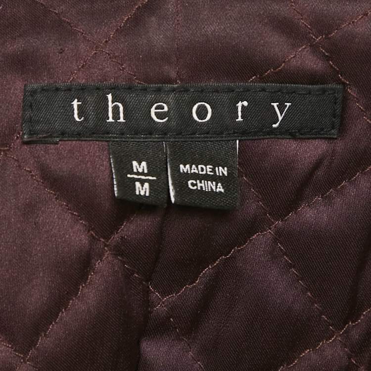 Pre Owned Theory Burgundy Leather Rider Jacket M