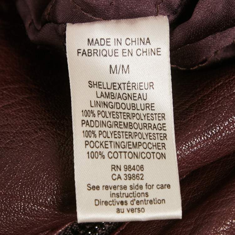 Pre Owned Theory Burgundy Leather Rider Jacket M