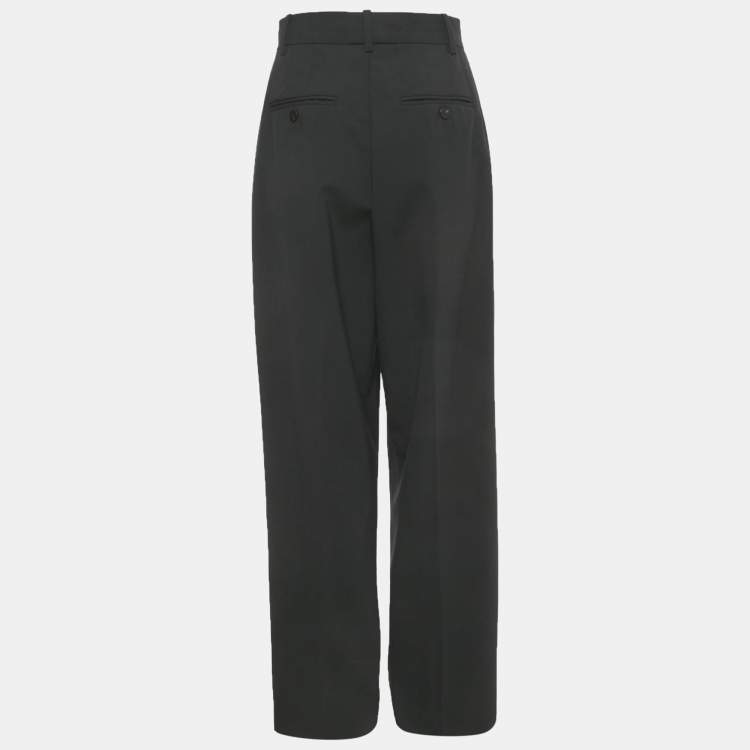 Pre Owned Theory Black Wool Pleated Formal Trousers S