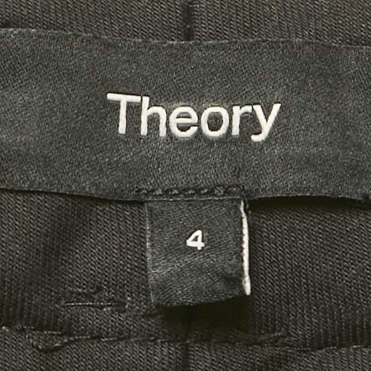 Pre Owned Theory Black Wool Pleated Formal Trousers S