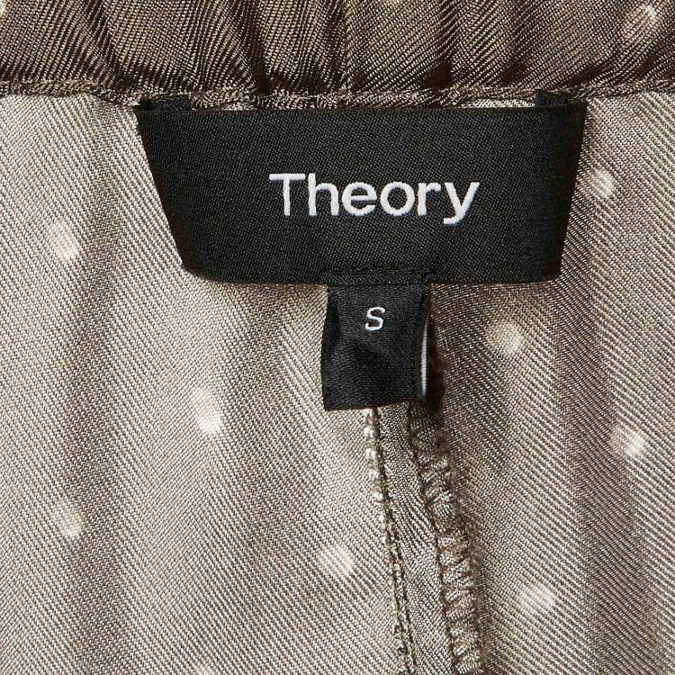 مملوكة مسبقًا Theory Brown Overlay Dot Silk Wide Leg Pants S