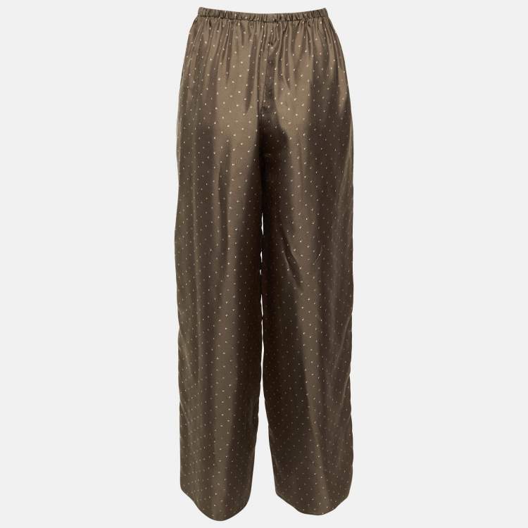 مملوكة مسبقًا Theory Brown Overlay Dot Silk Wide Leg Pants S