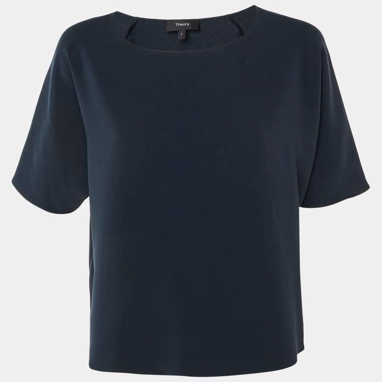 مملوكة مسبقًا Theory Midnight Blue Crepe Raglan Sleeve Top S