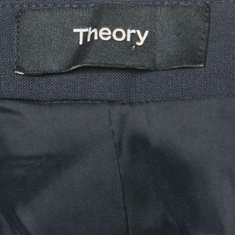 Pre Owned Theory Navy Blue Wool Pants Suit Set S