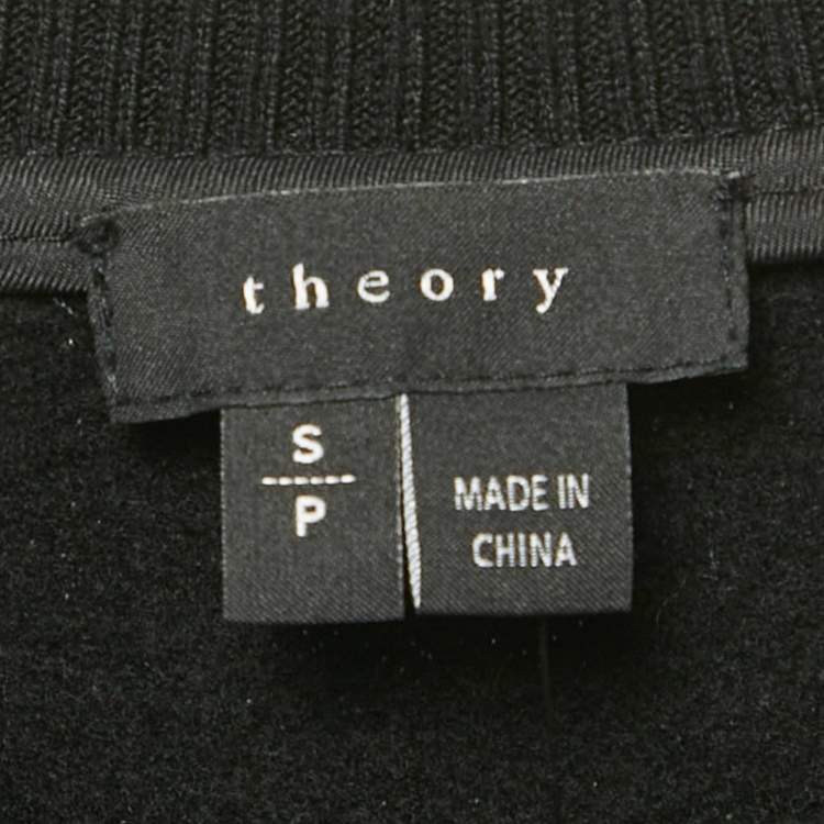 Pre Owned Theory Black Leather and Cotton Sweatshirt S