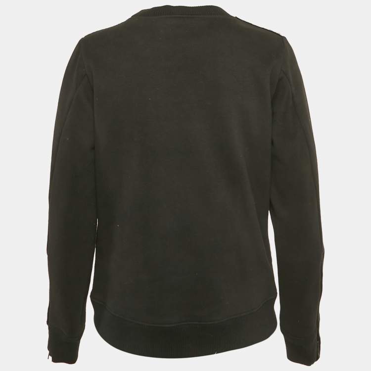 Pre Owned Theory Black Leather and Cotton Sweatshirt S