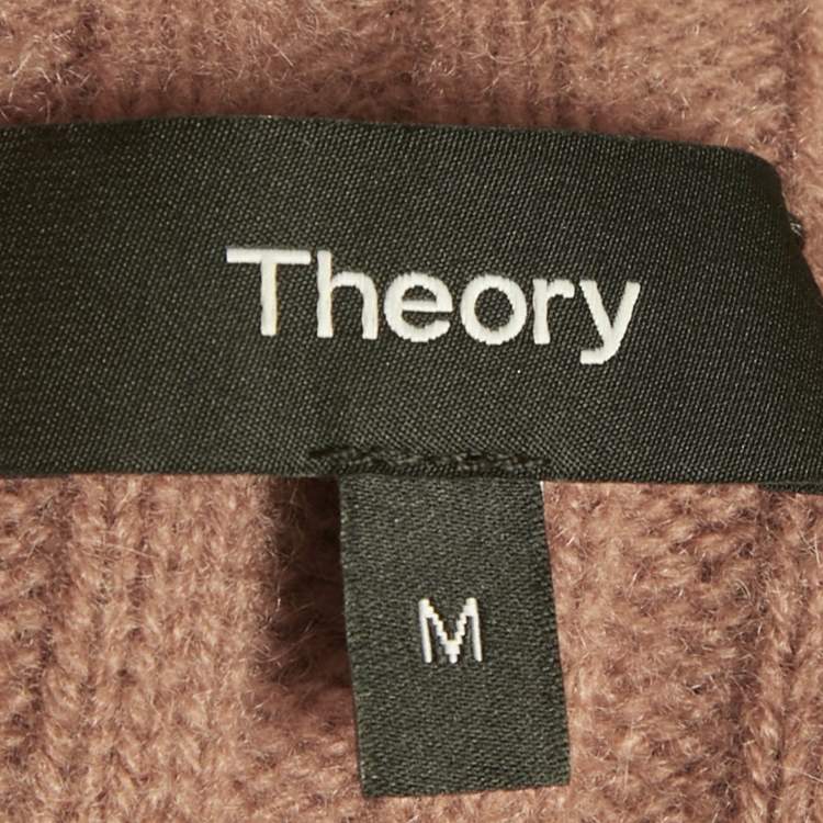 Pre Owned Theory Pink Rib Knit Off-Shoulder Sweater M