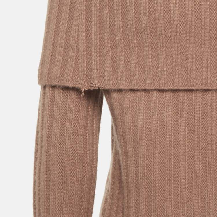 Pre Owned Theory Pink Rib Knit Off-Shoulder Sweater M