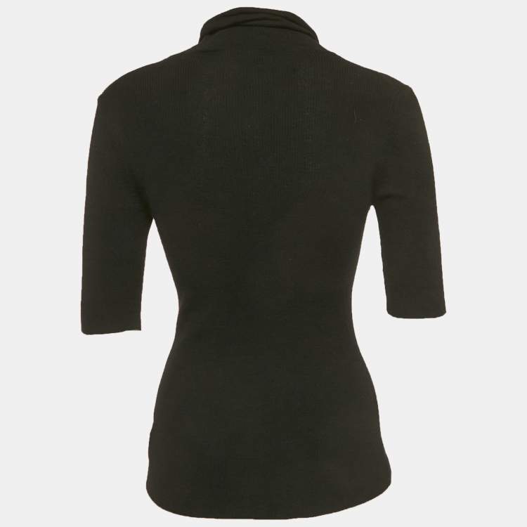 Pre Owned Theory Black Rib Knit Mock Neck Pullover M