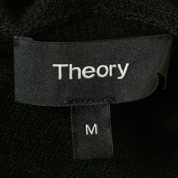 Pre Owned Theory Black Rib Knit Mock Neck Pullover M