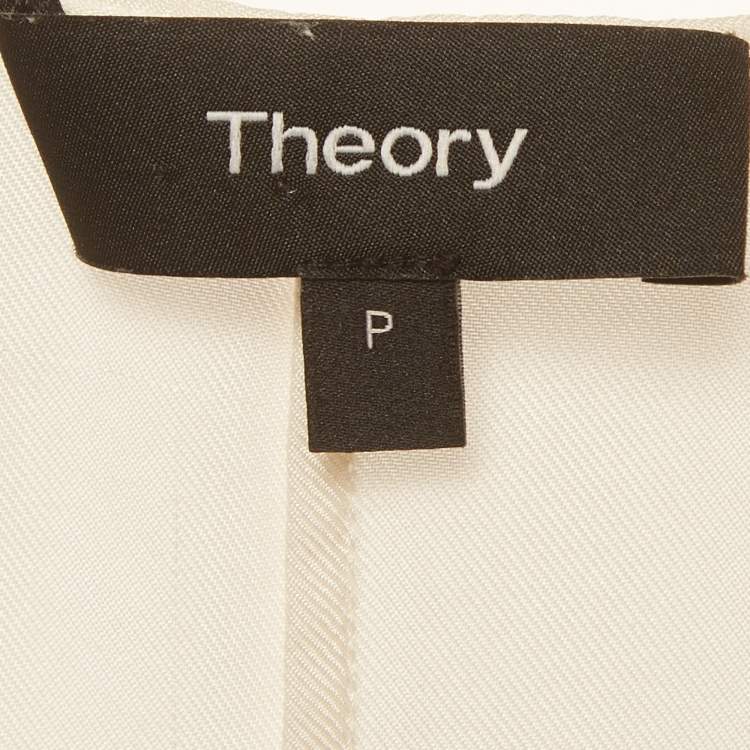 مملوكة مسبقًا Theory Cream Abstract Print Embroidered A-Line Dress S