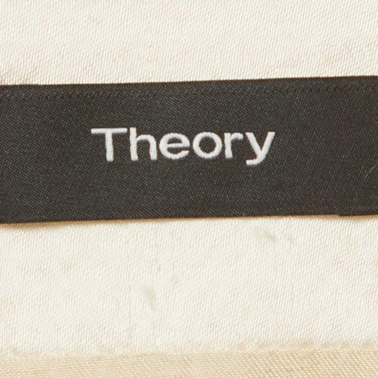 Pre Owned Theory Cream Silk Blend Wrap Jacket S