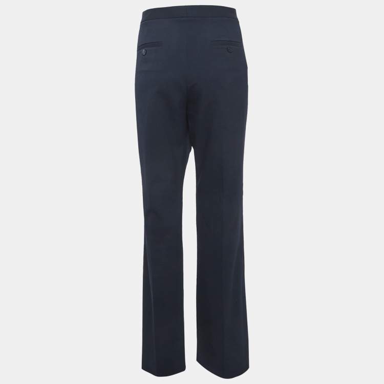Pre Owned Theory Blue Stretch Gabardine Trousers L