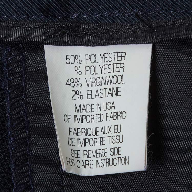 Pre Owned Theory Blue Stretch Gabardine Trousers L