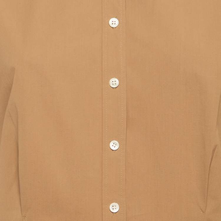 Pre Owned Theory Beige Cotton Short Sleeve Shirt S