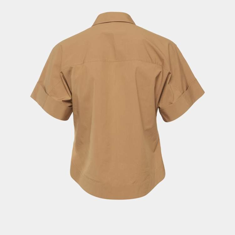 Pre Owned Theory Beige Cotton Short Sleeve Shirt S