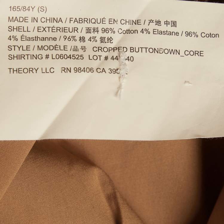 Pre Owned Theory Beige Cotton Short Sleeve Shirt S