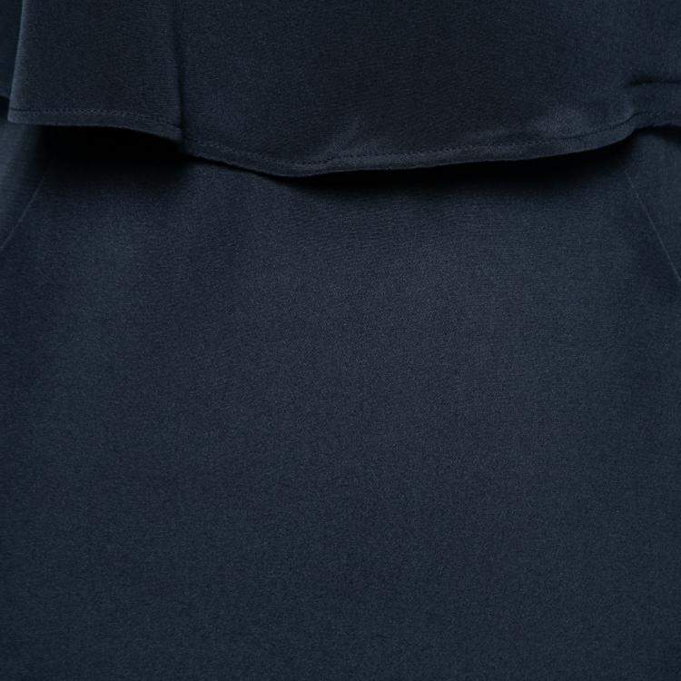 Pre Owned Theory Uniform Blue Silk Ruffled Overlay Landale B Dress XS