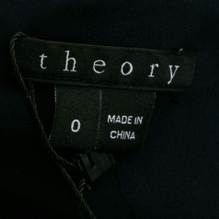 Pre Owned Theory Uniform Blue Silk Ruffled Overlay Landale B Dress XS