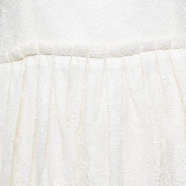 Pre Owned Theyskens Theory White Lace Sleeveless Dinal Dress M 