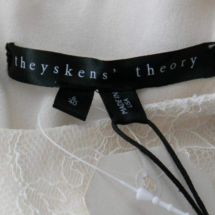 Pre Owned Theyskens Theory White Lace Sleeveless Dinal Dress M 