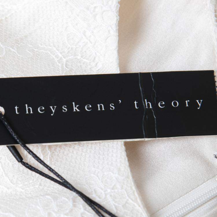 Pre Owned Theyskens Theory White Lace Sleeveless Dinal Dress M 