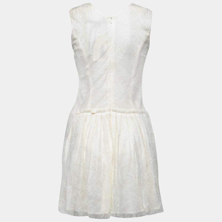Pre Owned Theyskens Theory White Lace Sleeveless Dinal Dress M 