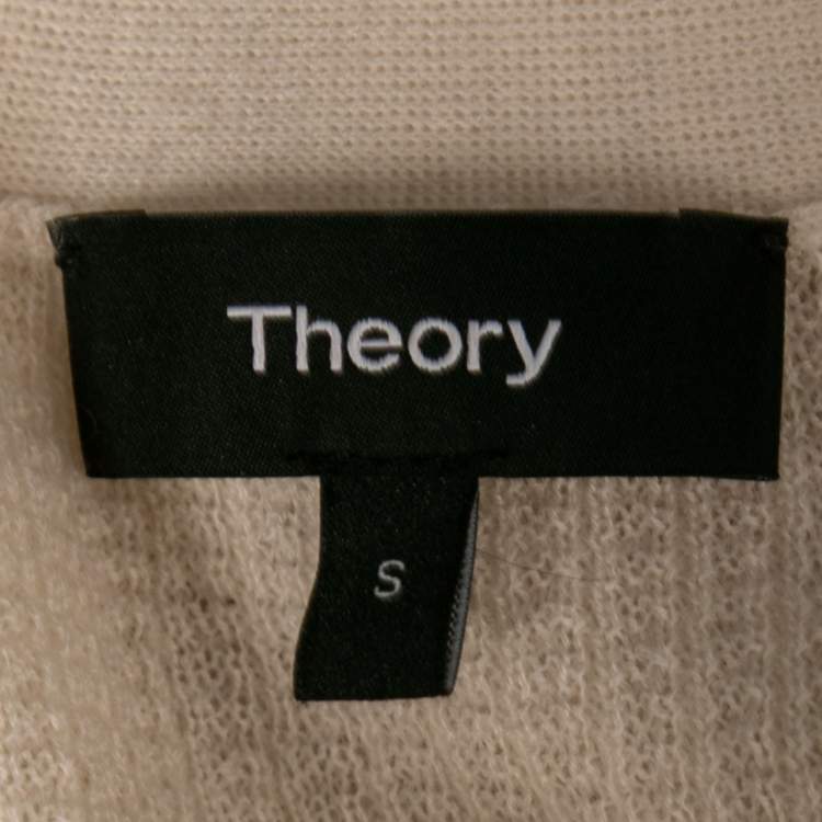 Pre Owned Theory Cream Cashmere Knit Open Front Long Cardigan S