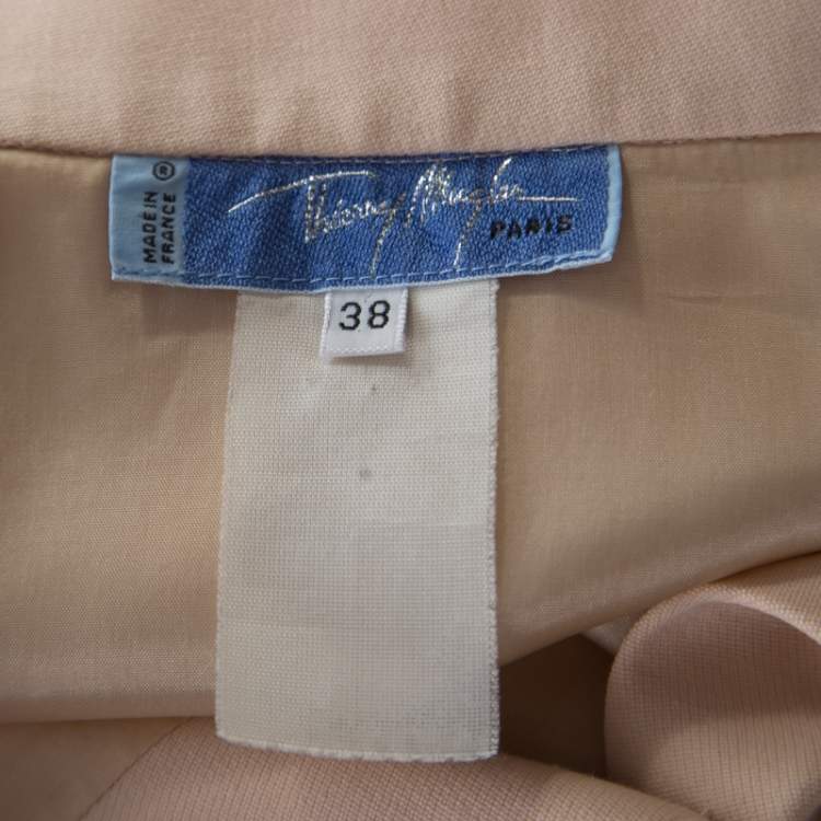 Pre Owned Thierry Mugler Beige Wool Pencil Midi Skirt S