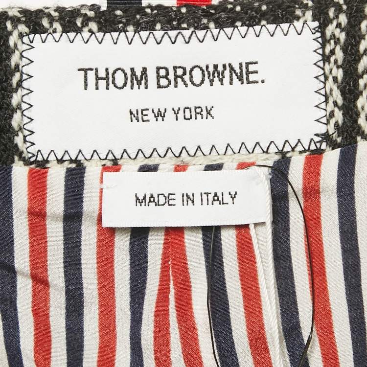 Pre Owned Thom Browne Black Tweed Raw Edge Mini Skirt L