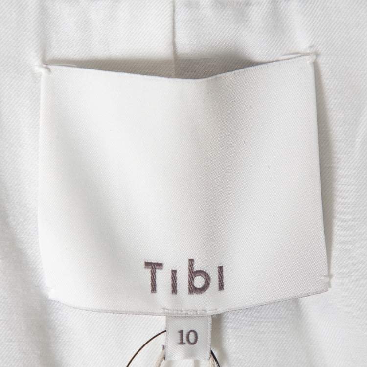 Pre Owned Tibi Grey Cooper Plaided Wool & Silk Cutout Detail  Blazer L