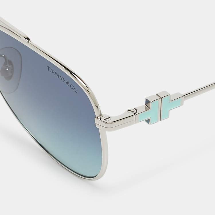 Pre Owned Tiffany & Co. Blue Gradient TF3080 Aviators Sunglasses