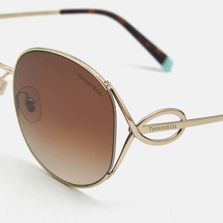 Pre Owned Tiffany & Co. Brown Gradient TF3065 Aviators Sunglasses