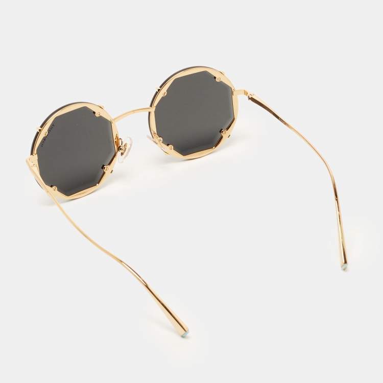 مملوكة مسبقًا Tiffany & Co. Gold Tone/Dark Grey TF3091 Round Sunglasses