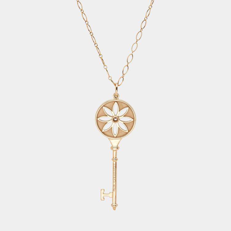 Pre Owned Tiffany & Co. Daisy Key Diamond 18K Rose Gold Long Pendant Necklace