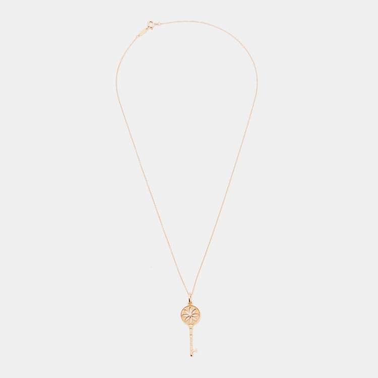 Pre Owned Tiffany & Co. Daisy Key Diamond 18K Rose Gold Pendant Necklace