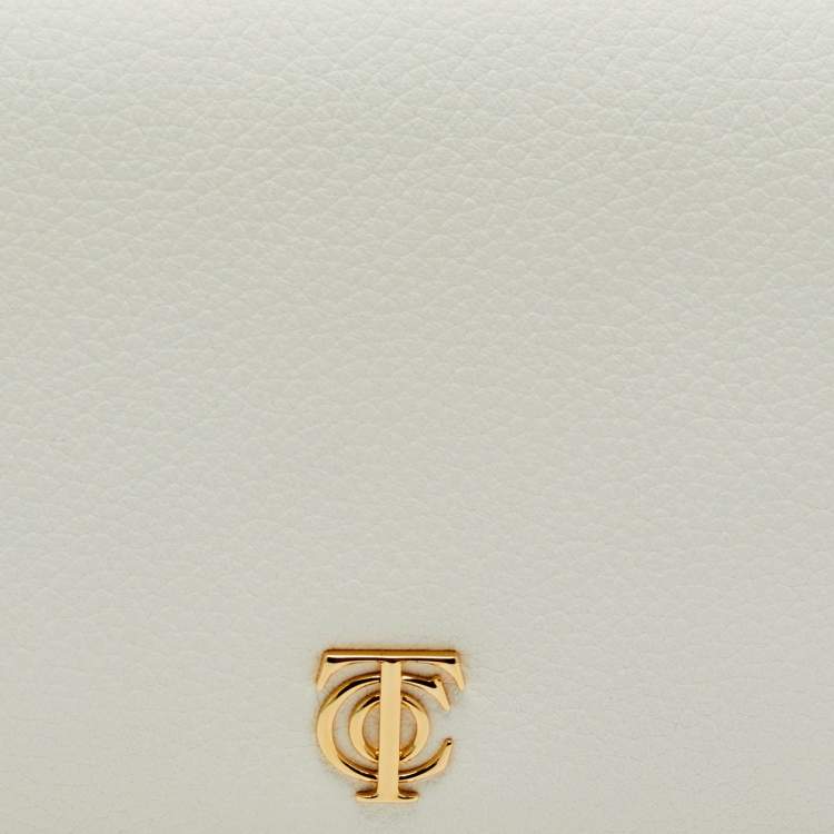 Pre Owned Tiffany & Co. White Leather Logo Flap Continental Wallet