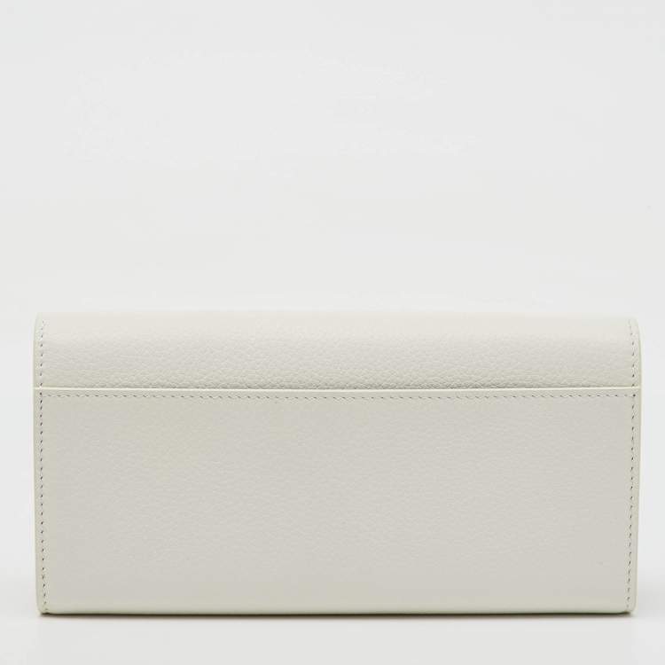 Pre Owned Tiffany & Co. White Leather Logo Flap Continental Wallet