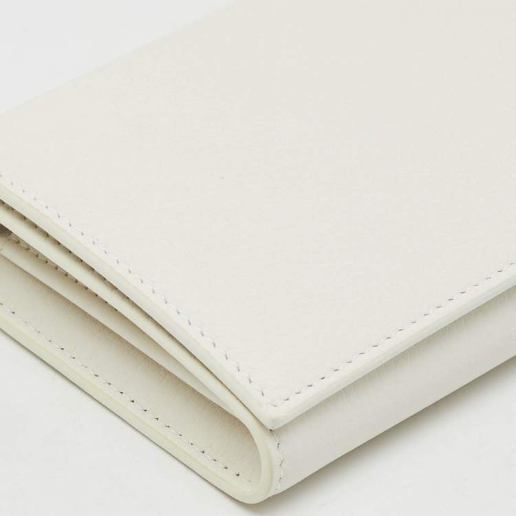 Pre Owned Tiffany & Co. White Leather Logo Flap Continental Wallet