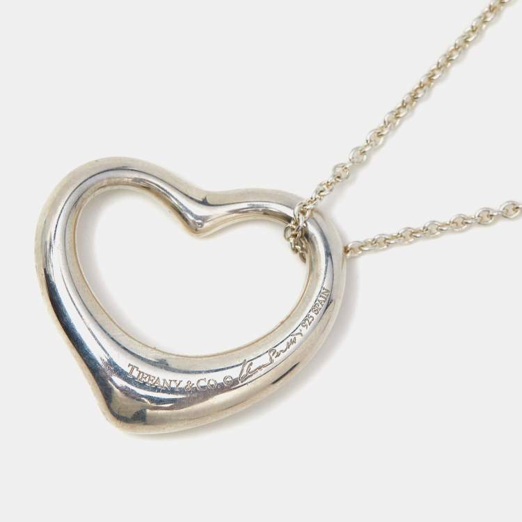 Pre Owned Tiffany & Co. Elsa Peretti Open Heart Sterling Silver Necklace
