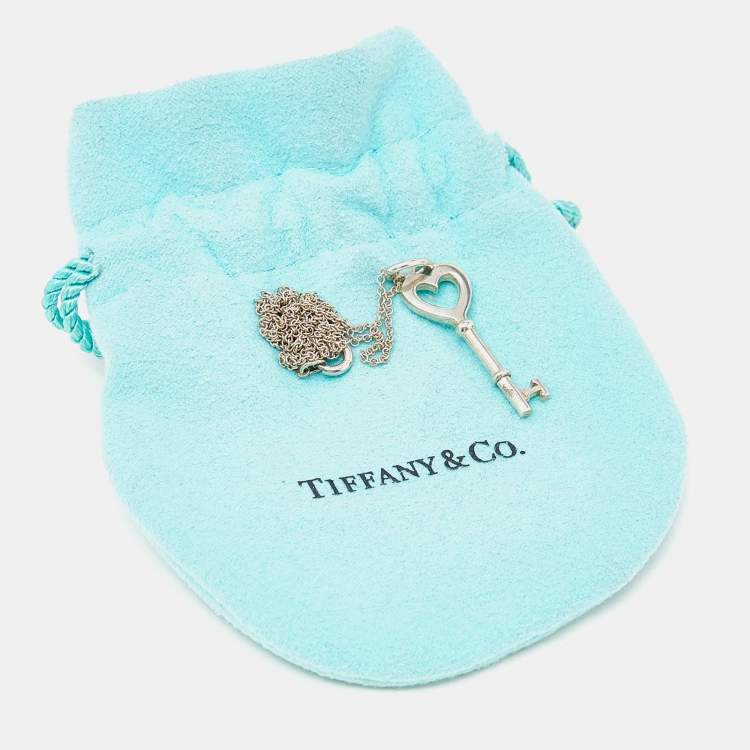 Pre Owned Tiffany & Co.  Heart Key Sterling Silver Necklace