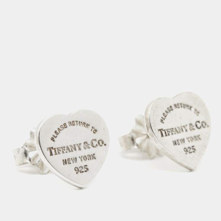 Tiffany & co sterling silver return to outlet tiffany heart tag earrings